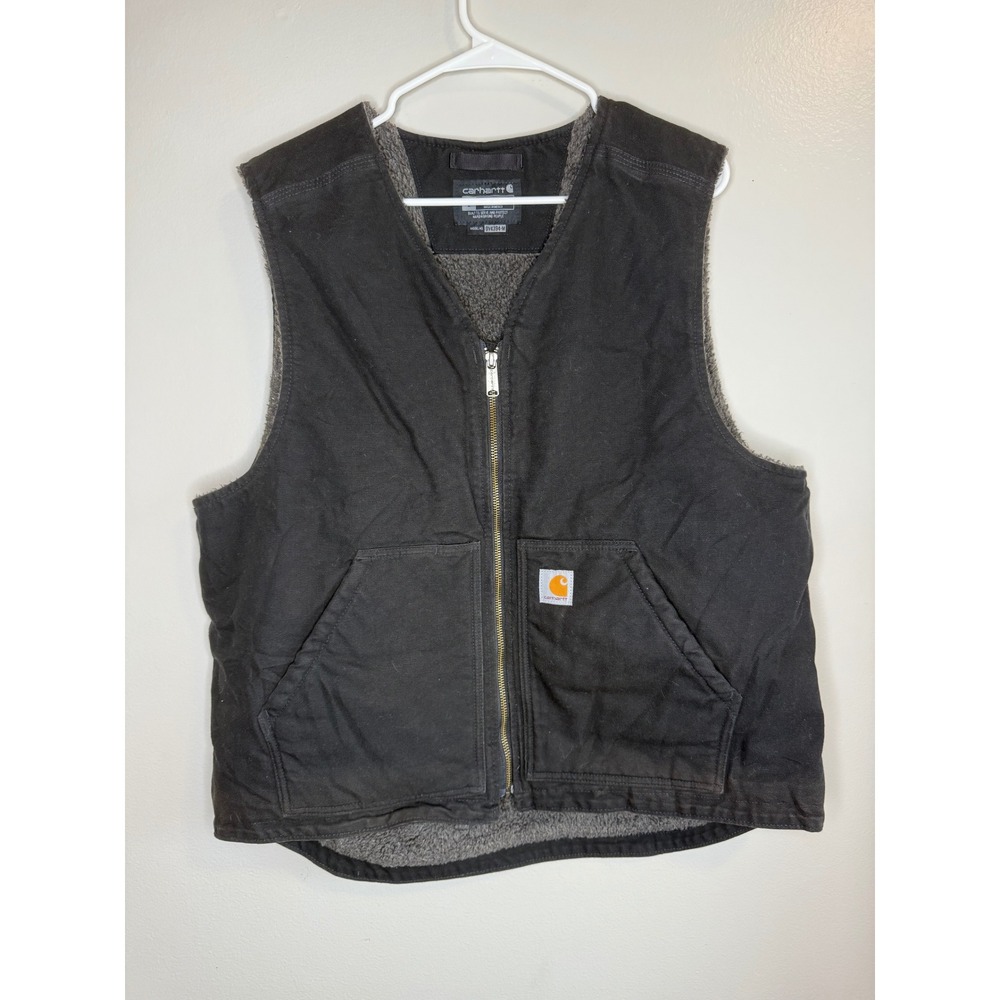 Carhartt Mens Vest Relaxed Fit Sherpa Lined Black Work Utility